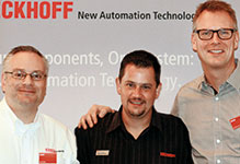 From l: Rob Rawlyk, senior application engineer, Beckhoff Automation Germany; Kenneth McPherson, MD, Beckhoff Automation South Africa; Roland van Mark, product and marketing manager for industrial PC, Beckhoff Automation Germany.